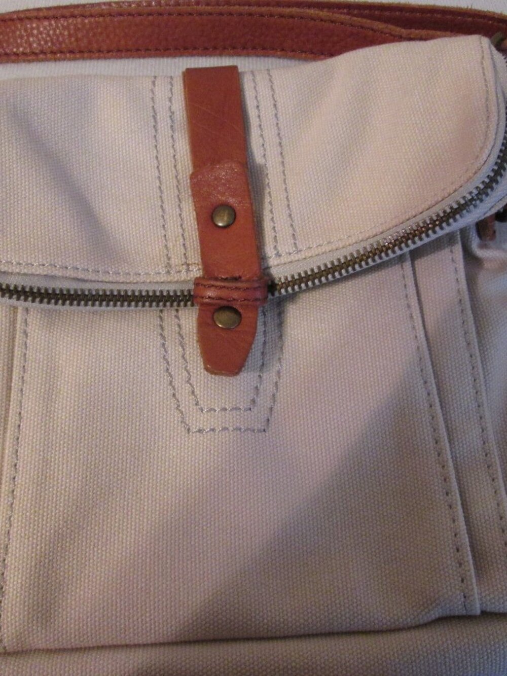 .jill Small Off White Canvas & Leather Trimmed Purse